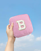 LETGO Birthday Gifts for Mom - Initial Cute Pink Makeup Bag Pouch Gifts for Niece Sister Friend Female Her Mom | Birthday Gifts for Women Daughter | Cosmetic Travel Case Weekend Bag
