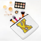 Initial Makeup Bag Monogrammed Cosmetic Bag Yellow Letter K Zipper Pouch Softball Accessories for Girls Women Player Coach Friend Graduation Birthday Gifts