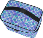 Mermaid Makeup Bag, Watercolor Rainbow Scales Mermaid Makeup Organizer Bags Toiletry Bag Box Travel Cosmetic Bag Make Up Train Case for Women Teen Girl Ladies