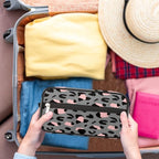 Grey Leopard Cheetah Print Travel Toiletry Bag for Women Men Lightweight Cosmetic Makeup Bag Organizer Waterproof Shaving Bag Dopp Kit with Large Capacity for Toiletries and Shaving Accessories
