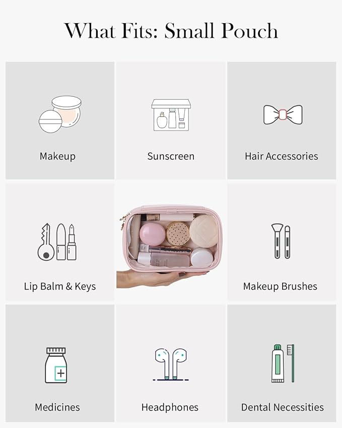 Pocmimut Small Makeup Bag,Clear Make Up Bag Organizer Cute Stuff Pouch Traveling Compact Toiletry Bag Car Bag for Travel Essentials,Pink