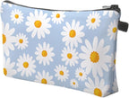 Cute Travel Makeup Bag Cosmetic Bag Small Pouch Gift for Women (Daisy Pale Blue)