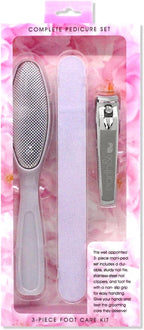 Earth & I -3 pc Manicure Pedicure Set: Large Nail Clipper, Callus Remover & Contour File, Stainless Steel Nail & Foot Care Kit for Men & Women, at Home Mani-Pedi Kit, Travel-Friendly Nail Care (Pink)