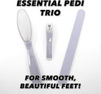 Earth & I -3 pc Manicure Pedicure Set: Large Nail Clipper, Callus Remover & Contour File, Stainless Steel Nail & Foot Care Kit for Men & Women, at Home Mani-Pedi Kit, Travel-Friendly Nail Care (Pink)