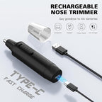 Nose Hair Trimmers for Men，Rechargeable Hair Trimmer 3 in 1 Painless Multifunctional Ear and Nose Hair Trimmer with IPX7 Waterproof Dual Edge Blades (Ink Black)