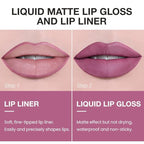 AMY'S DIARY 2pcs Matte Dark Red Lip Liner & Lipstick Makeup Set, Liquid Lipstick 24H and Lip Liner Set Matt Liquid Lips Make Up Waterproof Long Lasting (09#, 2 Pcs Set)