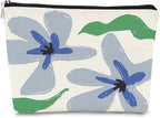 Floral Makeup Organizer, Blue Flower Cosmetic Bag, Small Makeup Bag for Women & Girls, Gifts