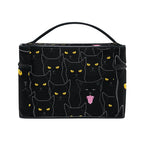 senya Travel Makeup Bags With Zipper Black Cats Pattern Cosmetic Bag Toiletry Bags Train Cases Storage Bags Portable Multifunction Case for Women Girls