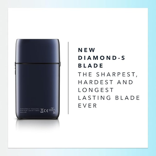 Blade & Stone PS501 Foil Shaver for Men – Dual Foil Cordless Shaver with Graphene-X Blades and 8000 RPM Digital Motor – All-Metal, Rechargeable Wet and Dry Razor – Dark Night