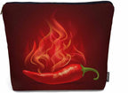 Chili Pepper Cosmetic Travel Bag For Toiletries, Fire Hot Spicy Red Chili Pepper Makeup Bag Toiletry Bags For Women, Flax Cosmetic Bags Make Up Bag Purse Toiletries Bag Birthday Gift