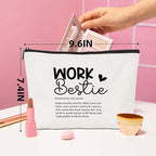 Work Besties Gifts for Women Funny Makeup Bag Friendship Gifts Farewell Goodbye Gifts Cosmetic Bag Coworker Leaving Gifts for Women Employee Manager Travel Toiletry Bag Christmas Birthday Gifts