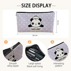 Cute Baby Panda Guess What It's Pug Butt Cosmetic Bag, Purple Makeup Case for Teen Girls & Women, Canvas Zipper Pouch