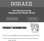Size 40/10/7F/5F/4F Detachable Pet Dog Grooming Clipper Ceramic Blades Set,Compatible with Andis,Oster A5,Wahl KM10 Series Clippers,Cut Length 1/100"(0.25mm) to 3/8"(9.5mm),5 Pack