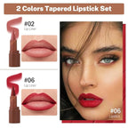 2in1 Gradient Lip Liner & Lipstick Combo,Matte Longwear Waterproof Lip Pencil with Cone Tip,Smudge Proof Crayon for Flawless Ombre Contour,Women's Long Lasting Makeup Set (02Blush Taupe+06Berry Burst)