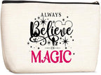Wenboco Cartoon Mouse Stuff Decor Animal Lovers Gift Cosmetic Bag for Women Always Believe In The Magic Makeup Bag Cute Mouse Pouch Travel Bags Skincare Toiletry Bag Cartoon Mouse Makeup Bag