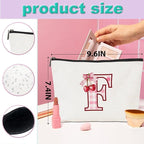 Initial Makeup Bag Monogram Cosmetic Bag Monogrammed Gifts for Women Girls Best Friends Coworker Personalized Travel Toiletry Bag Christmas Bridal Shower Wedding Bridesmaid Gifts, Cherry F
