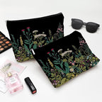 Small Makeup Bag for Purse Cute Canvas Waterproof Cosmetic Bags for Women Zipper Travel Toiletry Pouch-Wildflowers Makeup Bags