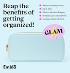Embla Makeup Bag Travel Cosmetics Pouch and Toiletry Bag, Nylon Zipper Pouch Purse, Cute Make Up Organizer Storage Tote for Women Girls, Waterproof Travel Skincare Case, Small Makeup Bags, Sky Blue