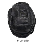 FACE MIRACLE Hair System for Men French Lace Mens Toupee Human Hair Replacement System Lace with PU Toupee for Men Male Hair Piece Wigs 7"X10" 1#JET BLACK