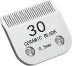 Docal 30# Silver Detachable Clipper Ceramic Blades, Dog Grooming Clipper Replacement Blades Compatible with Dog Clippers, KM Series Clippers, Most A5, Size 30, Cut Length 1/50"(0.5mm)