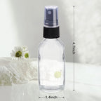 Wedama 2 oz Mini Glass Spray Bottles, Empty Small Spray Bottles with Funnel Dropper, Fine Mist for Hair, Travel, Plants, Cleaning Solutions and Skin Care (4 Pack Clear)