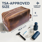 RUSTIC TOWN Leather Toiletry Bag for Men - Travel Shaving Ditty Kit - Bathroom Shower Toiletries Organizer - Leather Cosmetic Bag for Women (Antique Brown)