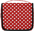 Travel Toiletry Bag for Women & Men Red White Polka Dot Hanging Cosmetic Organizer Portable Waterproof Makeup Case Make Up Bag with Compartments Travel Essentials for Bathroom Shower