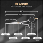 Hair Cutting Scissors-Professional Hairdressing Scissors for Women,Men,Hair Stylists,Salon,Barber- 6.5-Inch Stainless Steel Hair Scissors with Finger Rest (Classic Scissor Shinny Polish)