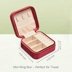 Travel Jewelry Case, Small Plush Velvet Jewelry Box for Women and Girls, Portable Jewelry holder organizer for Rings Earrings Necklaces Bracelets(Burgundy)