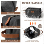Janhavi Toiletry Bag For Men Waterproof, Personalized Laser Engraved Initials & Wheat Ear, Make Up Bag Traveling, Men's Accessories Organizer Mens Travel Bag Toiletry, Gifts for Him (Dark Grey N)