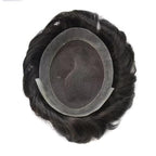 FACE MIRACLE Mens Toupee Lace Front Hairpieces Soft Human Hair Replacement System Natural Hairline Toupee for Men French Lace Poly V-Looped Mens hair Units 6"X8" 1B# OFF BLACK