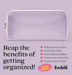 Clear Makeup Bag Zipper Pouch, Transparent Cosmetic Case Organizer, TSA Approved Travel Toiletry Case, Travel Accessories Essentials Makeup Tote for Women, Small Cute Make up Bag for Purse - Lilac