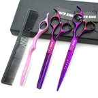 7.0 Inches Professional Hair Cutting thinning Scissors Set with Razor (Violet)