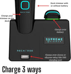 Supreme Trimmer Recharge ST777 – Professional Barber Trimmer with 2 Removable Batteries | 8000 RPM Motor, Zero Gap DLC Blades, Smart Charging Dock, USB-C Fast Charge