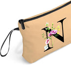 Appreciation Initial Monogram Gifts for Sisters from Sister Employees Team Bride Womens Unique Mom Personalized Makeup Cosmetic Bag with Mirror Mothers Day Christmas Graduation N