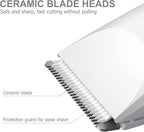 OLOV Electric Body Hair Trimmer - Groin Trimmer for Men - Bikini Trimmer Women - Wet/Dry Shaver Groomer, Replaceable Ceramic Blade Heads, USB Recharge Dock, Waterproof Hygiene Razor, White