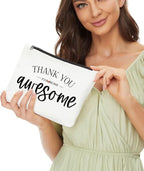 Inspirational Gifts for Women, Positive Inspirational Quotes Makeup Bag - Uplifting Encouragement Gifts for Women, Girls, Teens, Daughter, BFF, Best Friend ?Thank You for Being Awesome Makeup Bag