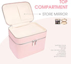 Makeup Case, Large Capacity Waterproof Double Layer Cosmetic Bag with Removable Divider, Double Compartment Brush Organizer, Multi-functional Travel Organizer