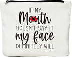 JIUWEIHU Funny Gifts for Women, Gifts for Female, Mom, Wife, Sisters, Coworker - Friendship Gifts, Fun Makeup Bag Sarcastic Gifts for Her, Best Friend Makeup Bag - My Face Definitely Will