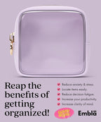 Clear Makeup Bag Zipper Pouch, Transparent Cosmetic Case Organizer, TSA Approved Travel Toiletry Case, Travel Accessories Essentials Makeup Tote for Women, Mini Cute Make up Bag for Purse - Lilac