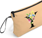 Appreciation Initial Monogram Gifts for Sisters from Sister Employees Team Bride Womens Unique Mom Personalized Makeup Cosmetic Bag with Mirror Mothers Day Christmas Graduation Y