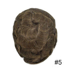 FACE MIRACLE Mens Toupee Lace Front Hairpieces Soft Human Hair Replacement System Natural Hairline Toupee for Men French Lace Poly V-Looped Mens hair Units 8"X10" 5#MEDIUM LIGHT BROWN