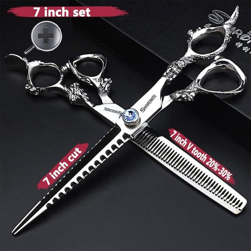 6/7/8/9 inch Professional Hair Cutting Thinning Scissors Barber Shears Hairdressing Salon Set (7-inch 2pc-A)