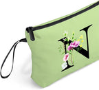 Appreciation Initial Monogram Gifts for Sisters from Sister Employees Team Bride Womens Unique Mom Personalized Makeup Cosmetic Bag with Mirror Mothers Day Christmas Graduation N