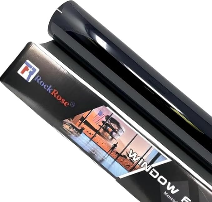 RockRose 1% VLT Car Tint 24" by 15FT 2PLY Premium Carbon Professional Tint Car Window Tint Heat, UV, and IRR Block Tint for Cars Adhesive Film(24" x 15FT)