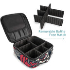 ALAZA Day of The Dead Colorful Sugar Skull with Floral Professional Cosmetic Makeup Bag Organizer Makeup Boxes