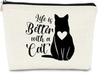 Cat Mom Gifts: Makeup Bag for Women, Perfect for Birthday or Valentine's Day, Life's Better with Cats