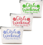 3 Pcs Girls' Trip Makeup Bag - Cosmetic & Toiletry Zipper Pouch Weekender Bags for Women's Friendship Gifts & Bachelorette Party Favors