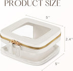 Mini Cosmetic Bag Clear Makeup Bag Small Travel Toiletry Bag with Zipper, Cute Car Cosmetic Case Transparent Makeup Pouch for Purse (White)