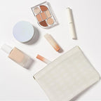 Leather Pocket Cosmetic Bag for Purse,Coin Purse Lipstick Cosmetic Accessories Organizer, Travel Kit Storage Pouch,Waterproof Portable No Zipper Self-closing (White/lozenge)
